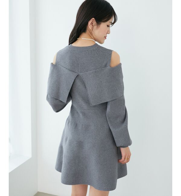  「ビジューリボンニットミニワンピース」|ワンピース|