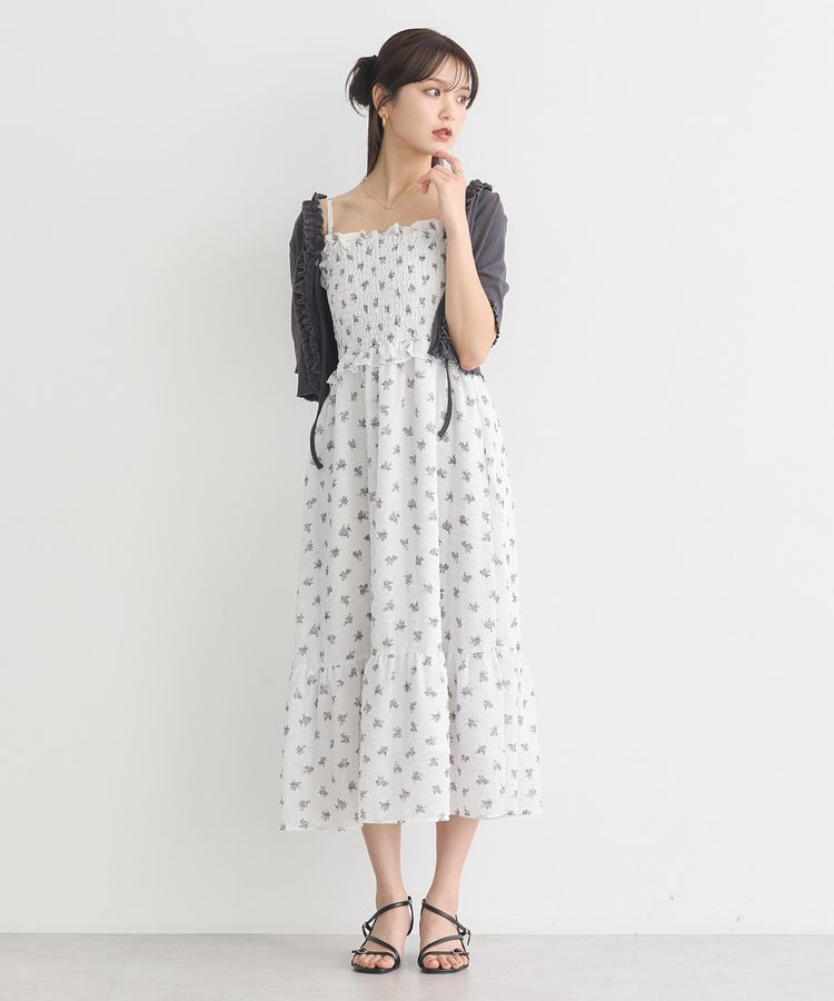 earth music&ecology「花柄シアーポップコーンキャミワンピース」|ワンピース|Off White