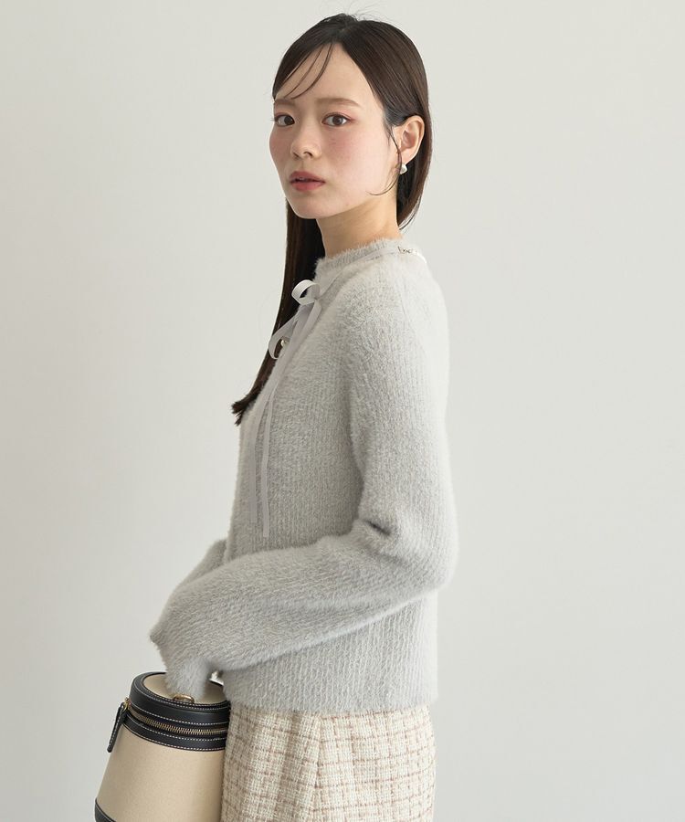 earth music&ecology「SET2点チャーム付きシャギーニット＋インナー」|カーディガン|