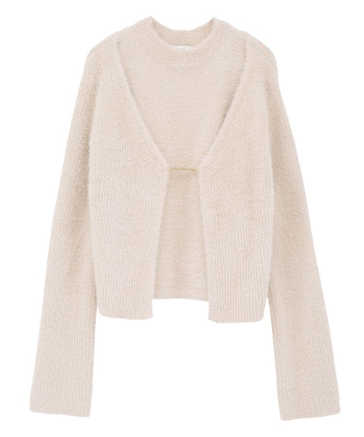 earth music&ecology「SET2点チャーム付きシャギーニット＋インナー」|カーディガン|