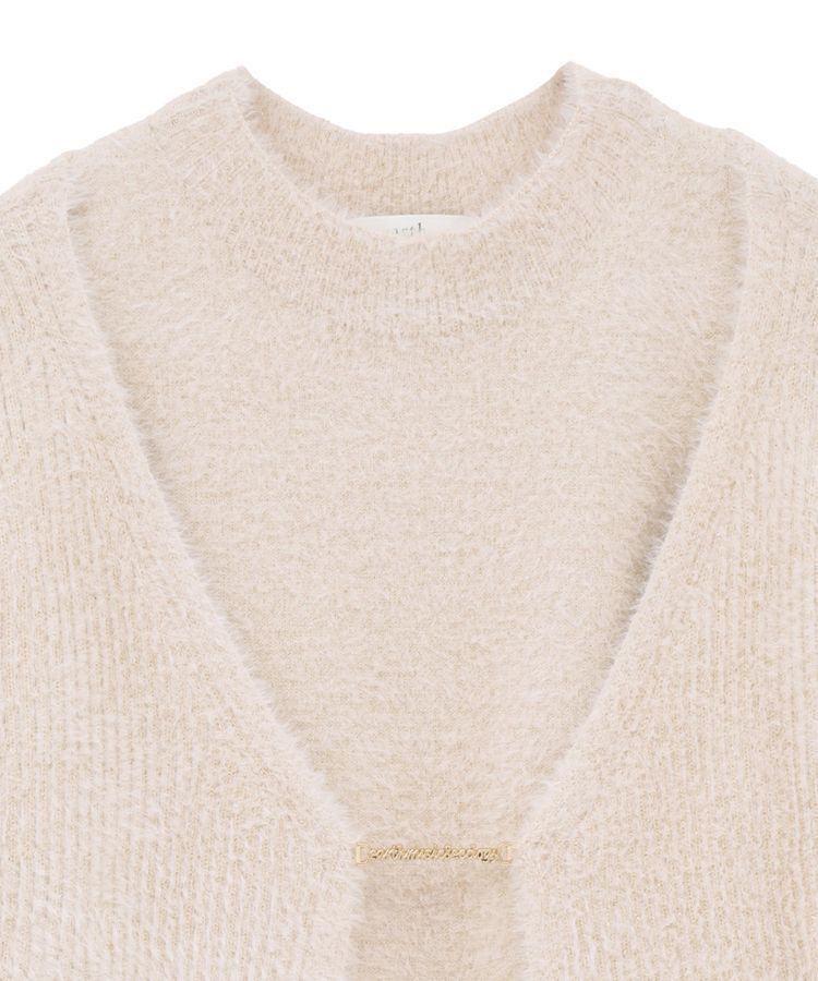 earth music&ecology「SET2点チャーム付きシャギーニット＋インナー」|カーディガン|