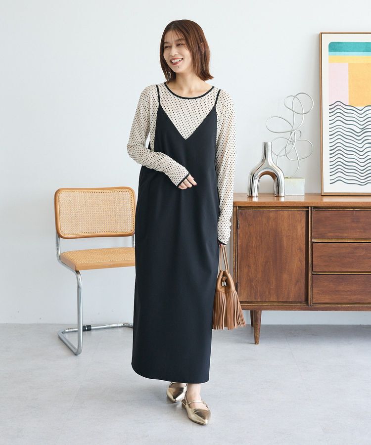 Green Parks「Vネックキャミワンピース」|ワンピース|Black