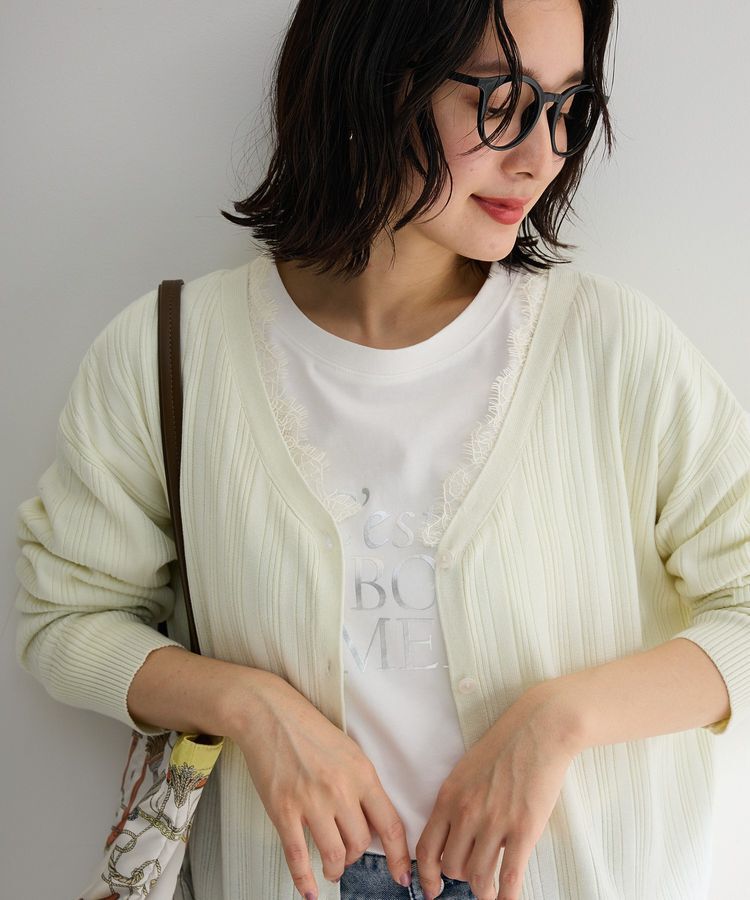 Green Parks「レースドッキングニットカーディガン」|カーディガン|