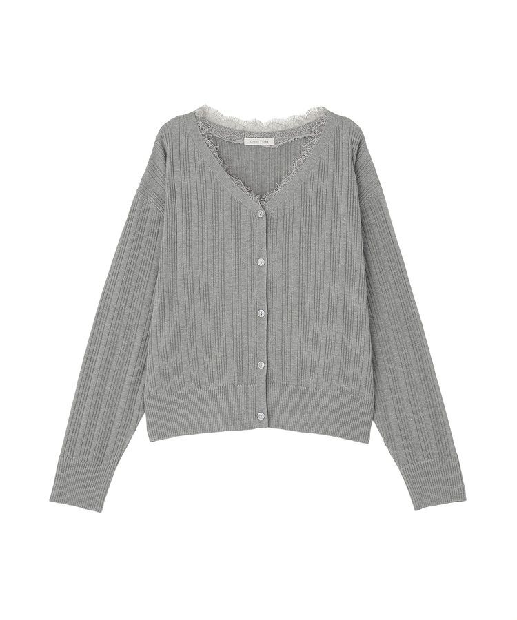 Green Parks「レースドッキングニットカーディガン」|カーディガン|