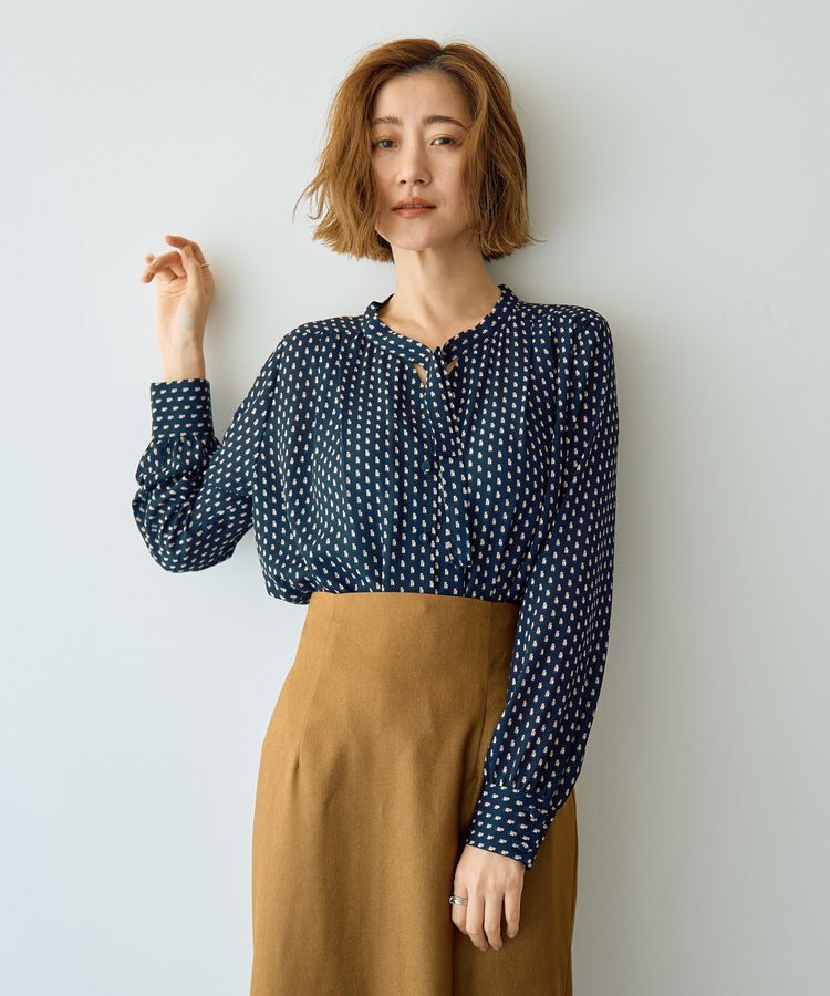 YECCA VECCA「ジオメ柄ボウタイブラウス」|シャツ・ブラウス|