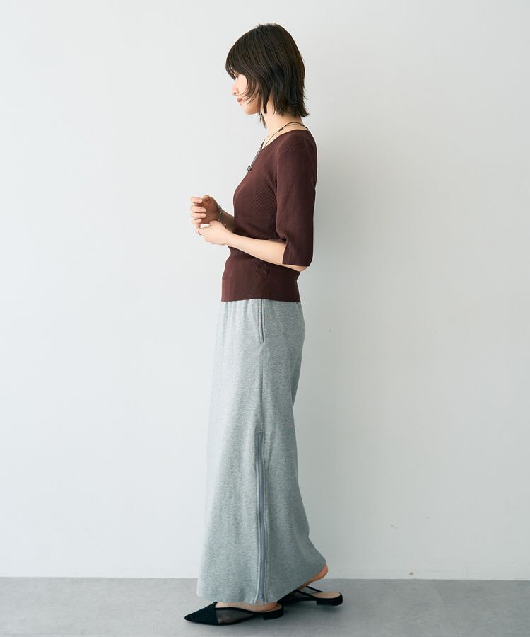 YECCA VECCA「5分袖リブニット」|ニット・セーター|