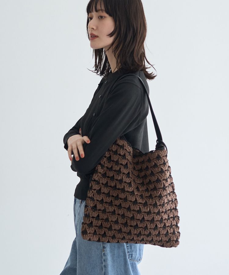 YECCA VECCA「【cache cache】配色編みワンハンドルトート」|トートバッグ|