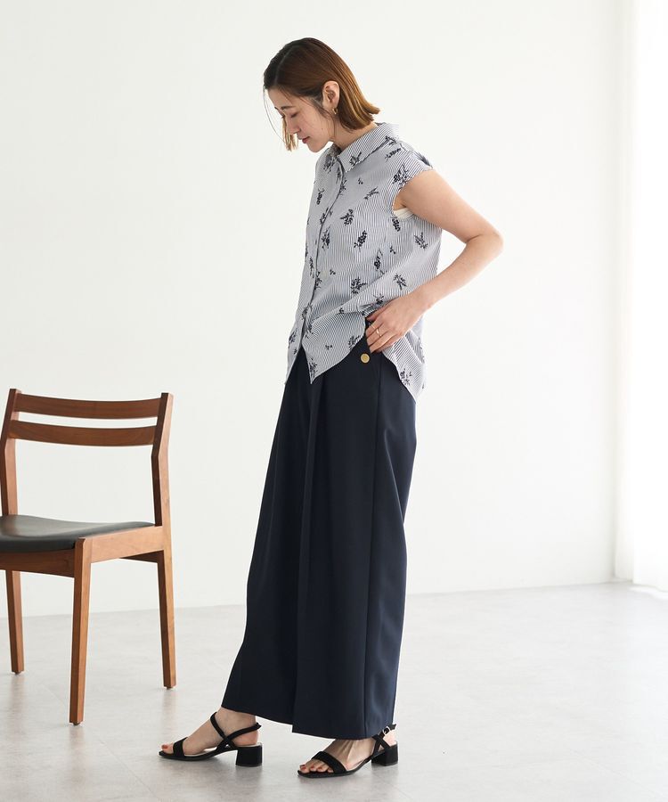 YECCA VECCA「ストライプ柄フラワー刺繍シャツ」|シャツ・ブラウス|