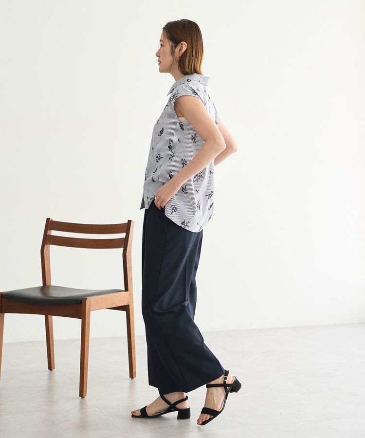 YECCA VECCA「ストライプ柄フラワー刺繍シャツ」|シャツ・ブラウス|