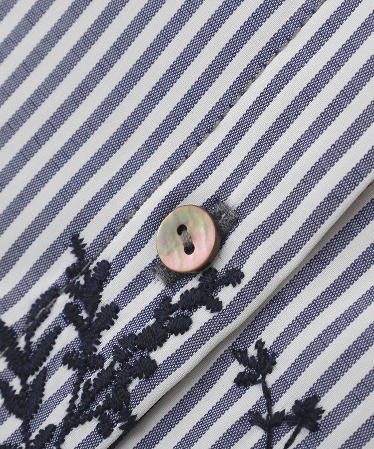 YECCA VECCA「ストライプ柄フラワー刺繍シャツ」|シャツ・ブラウス|