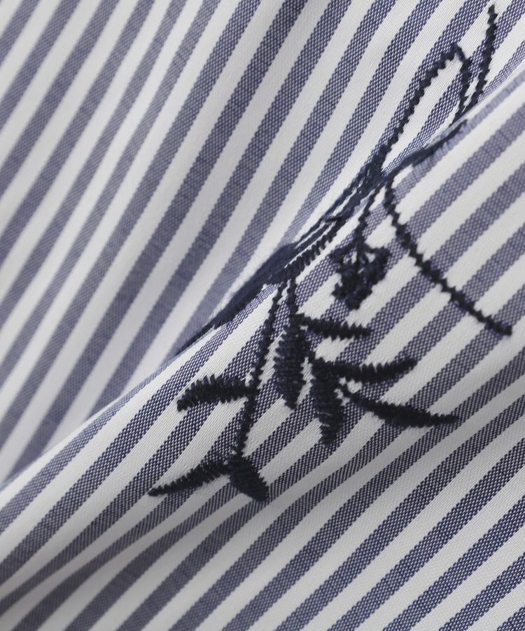 YECCA VECCA「ストライプ柄フラワー刺繍シャツ」|シャツ・ブラウス|