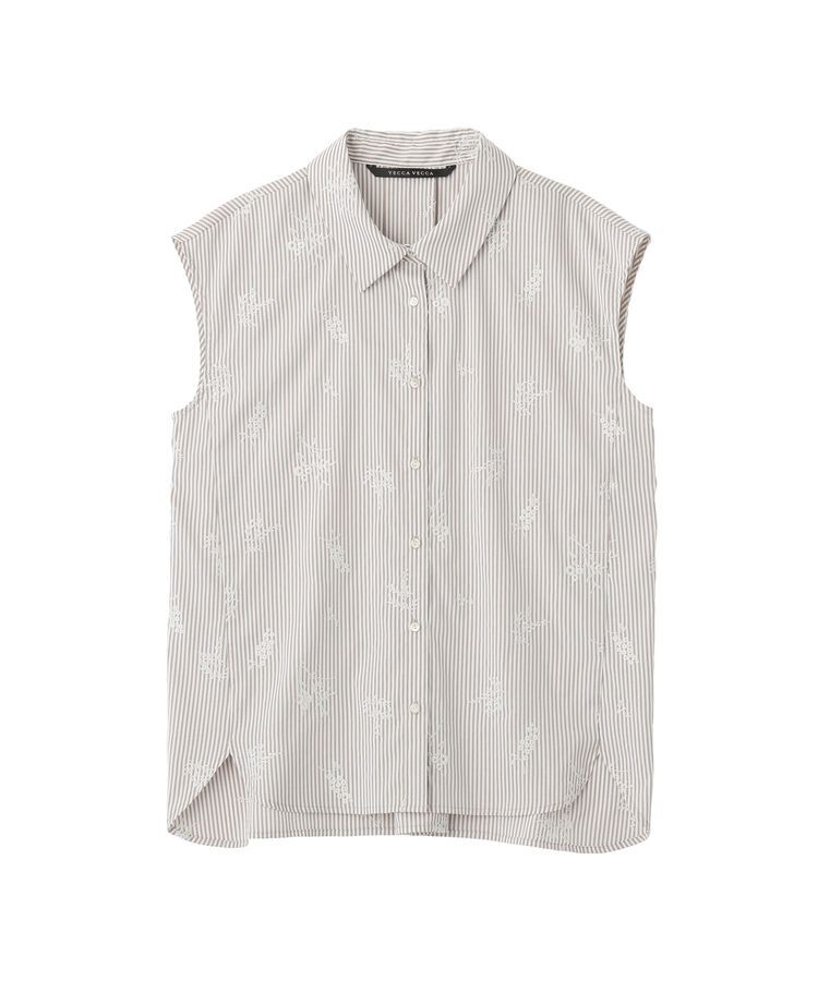 YECCA VECCA「ストライプ柄フラワー刺繍シャツ」|シャツ・ブラウス|