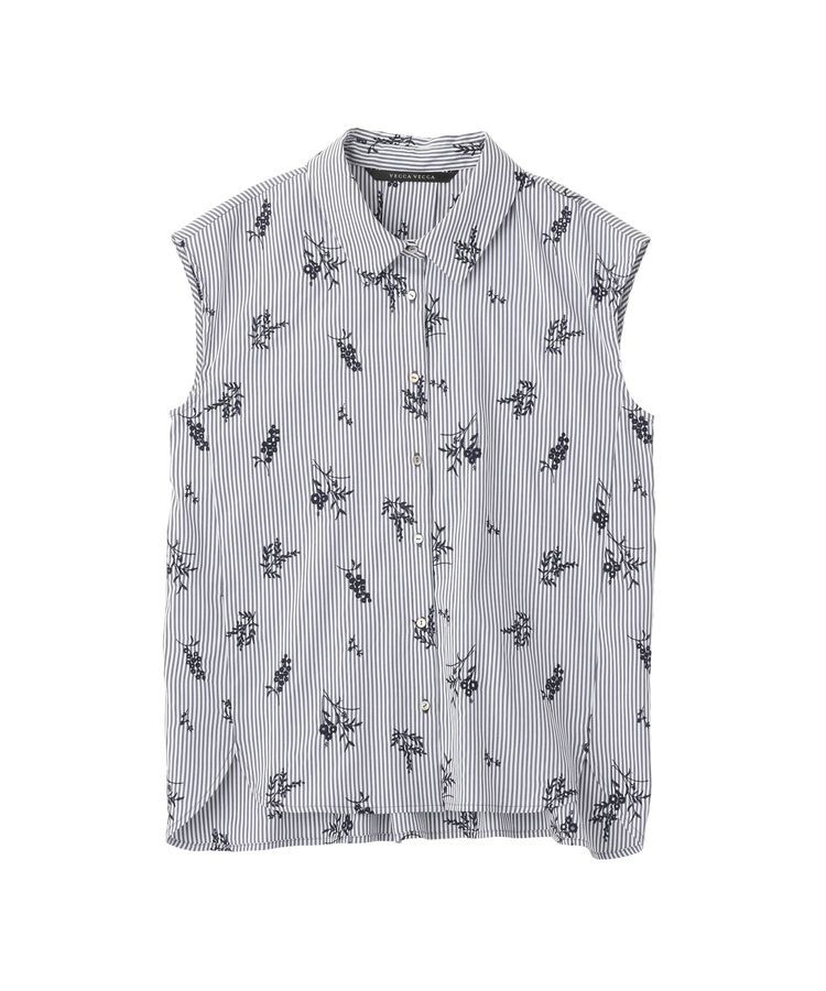 YECCA VECCA「ストライプ柄フラワー刺繍シャツ」|シャツ・ブラウス|