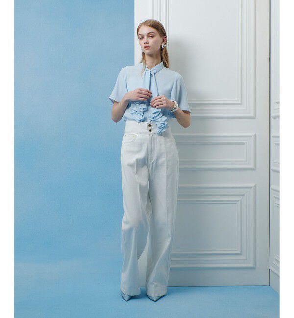 LOULOU WILLOUGHBY「【LOULOU WILLOUGHBY】ペタルフリルフレアスリーブブラウス」|シャツ・ブラウス|