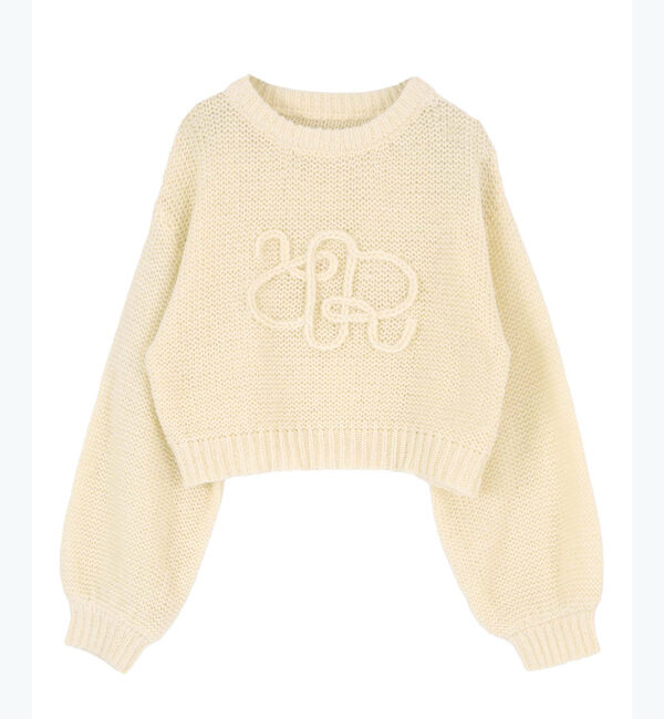titivate「透かし編み刺繍クロップドプルオーバー」|ニット・セーター|