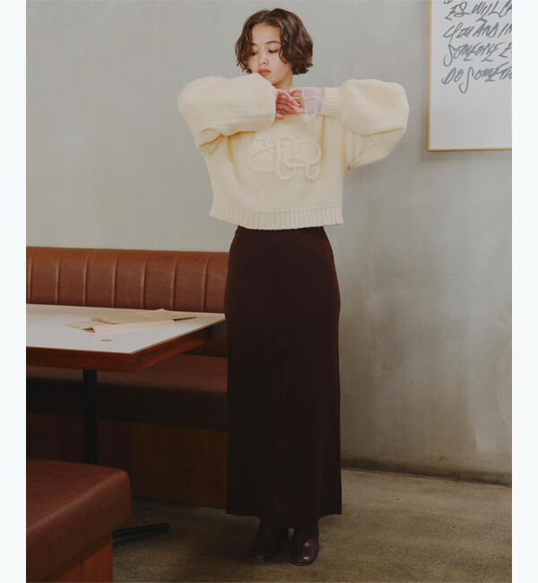 titivate「透かし編み刺繍クロップドプルオーバー」|ニット・セーター|