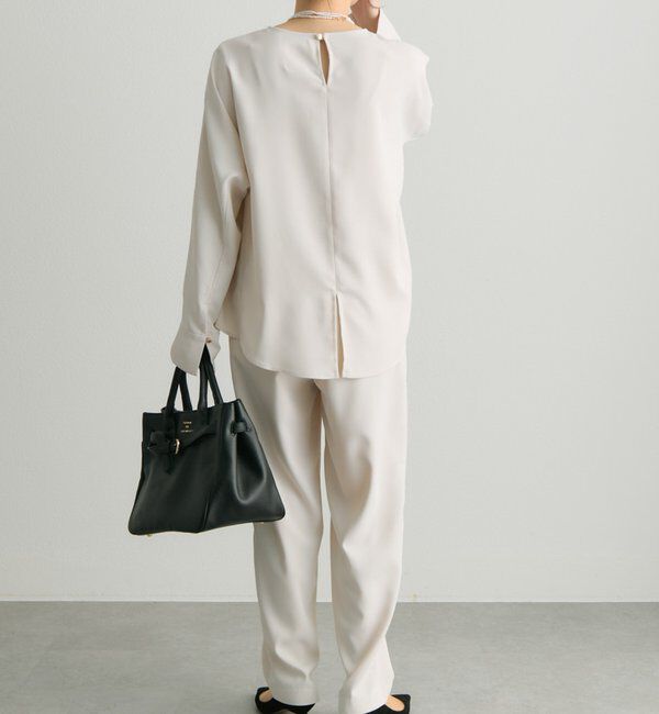  「【Du noir】ハンド風ステッチストレッチジョーゼットプルオーバー」|プルオーバー|