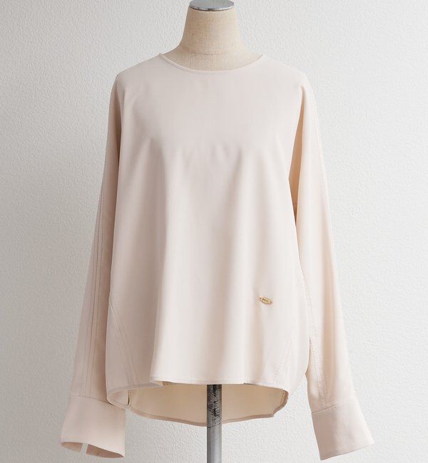  「【Du noir】ハンド風ステッチストレッチジョーゼットプルオーバー」|プルオーバー|