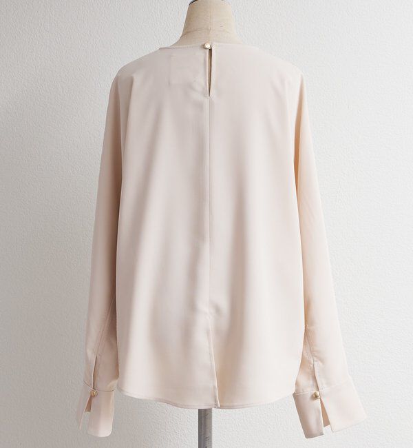  「【Du noir】ハンド風ステッチストレッチジョーゼットプルオーバー」|プルオーバー|