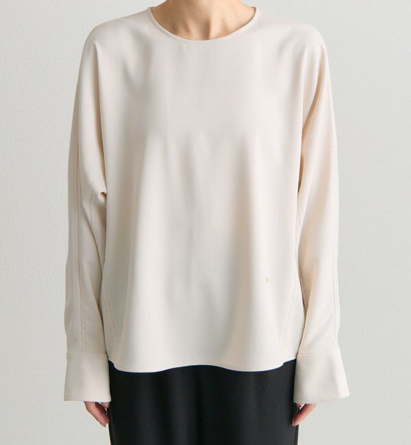  「【Du noir】ハンド風ステッチストレッチジョーゼットプルオーバー」|プルオーバー|