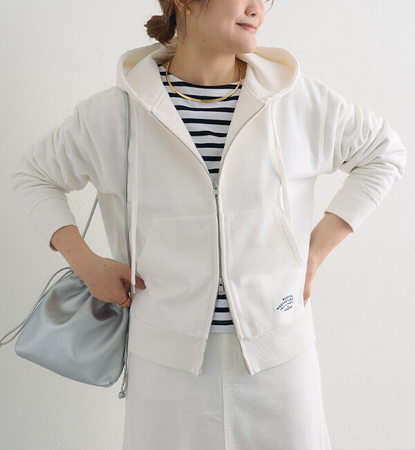  「ダブルジップ裏毛スウェットパーカー」|パーカー|オフホワイト