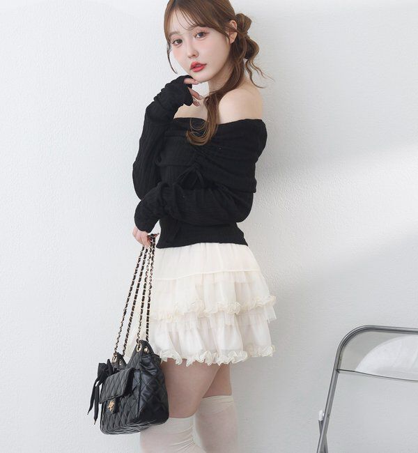  「ドロストリボンオフショルトップス」|プルオーバー|