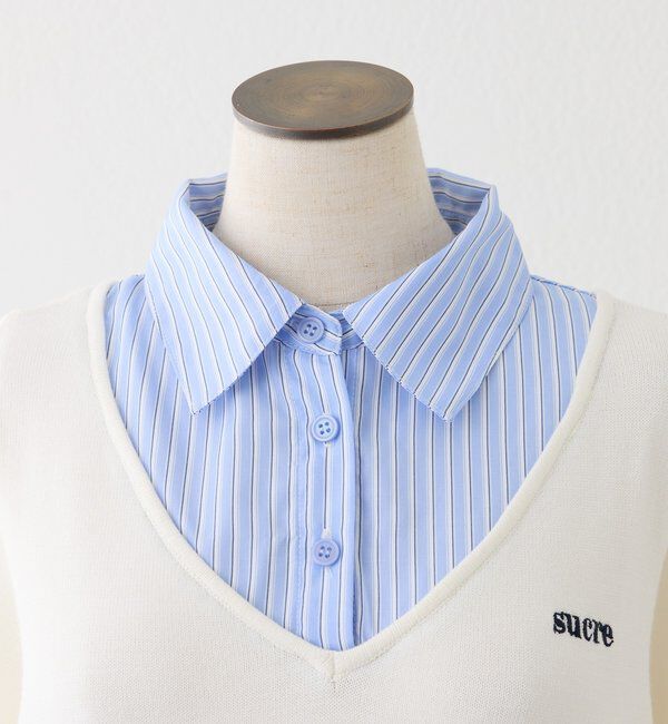  「ニットドッキング半袖シャツチュニック」|ワンピース|