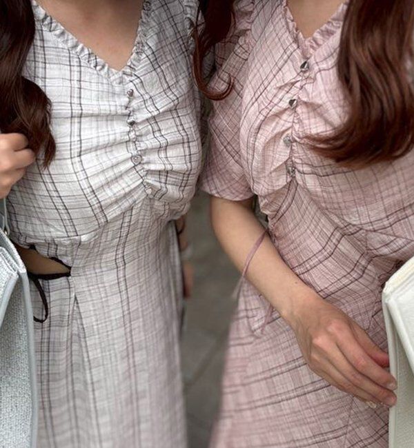  「【LouLoumei】サイドカットデザインチェックワンピース」|その他|