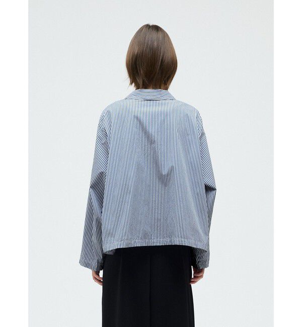 mizuiro ind「mizuiro ind ストライプカバーオール」|シャツ・ブラウス|