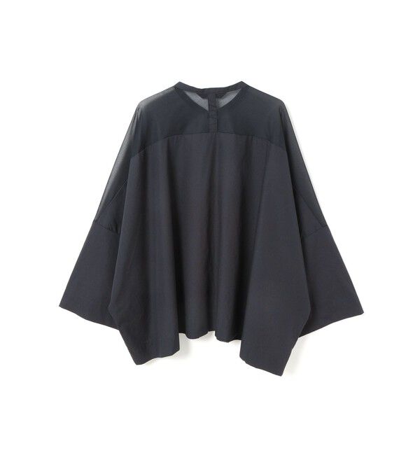 mizuiro ind「mizuiro ind シアーショルダースタンドカラーワイドシャツ」|シャツ・ブラウス|