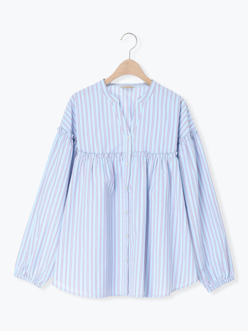 Samansa Mos2「【多機能】フリル切替スキッパーシャツ」|シャツ・ブラウス|サックスブルー