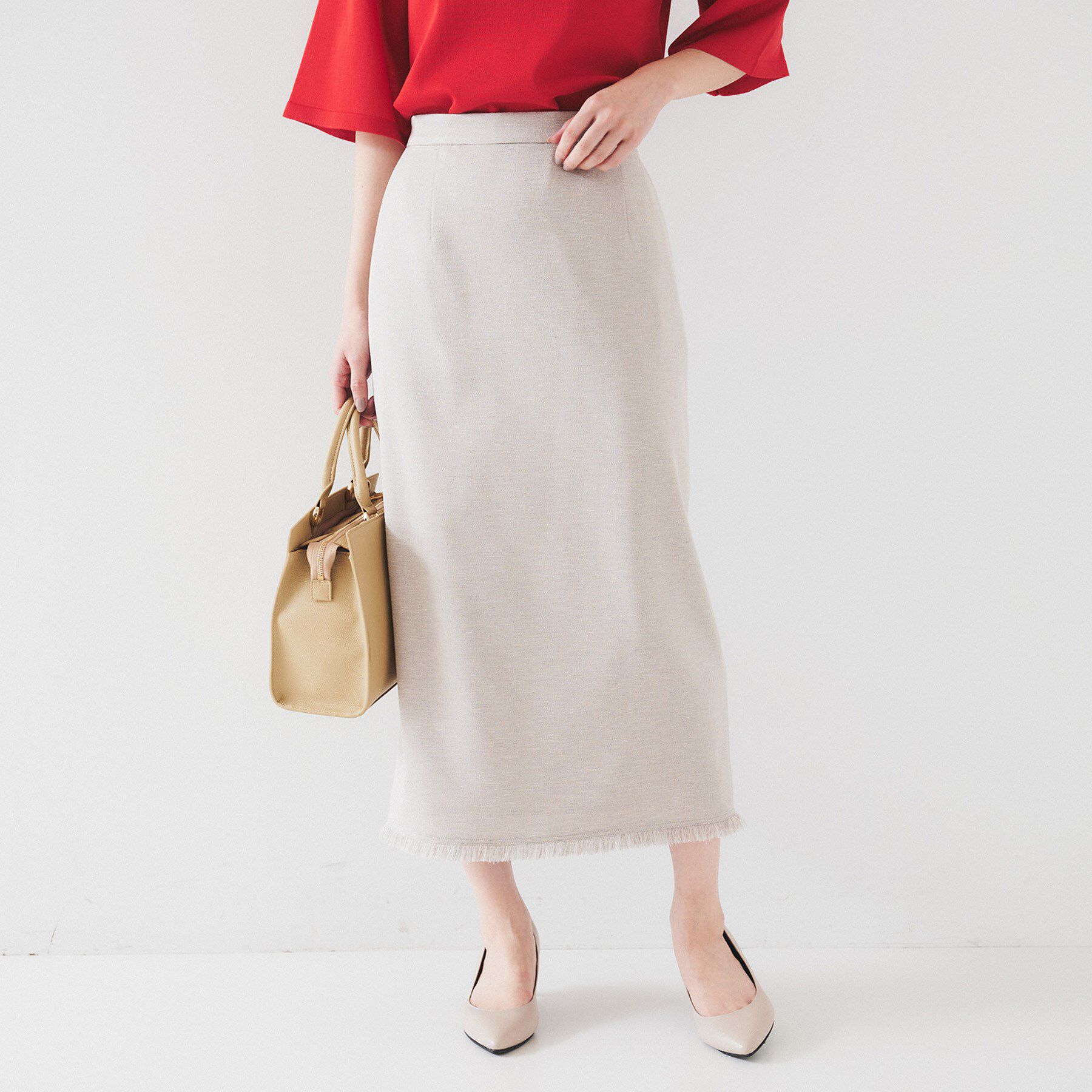 UNTITLED「【オンオフ/ストレッチ】裾フリンジナロースカート」|スカート|