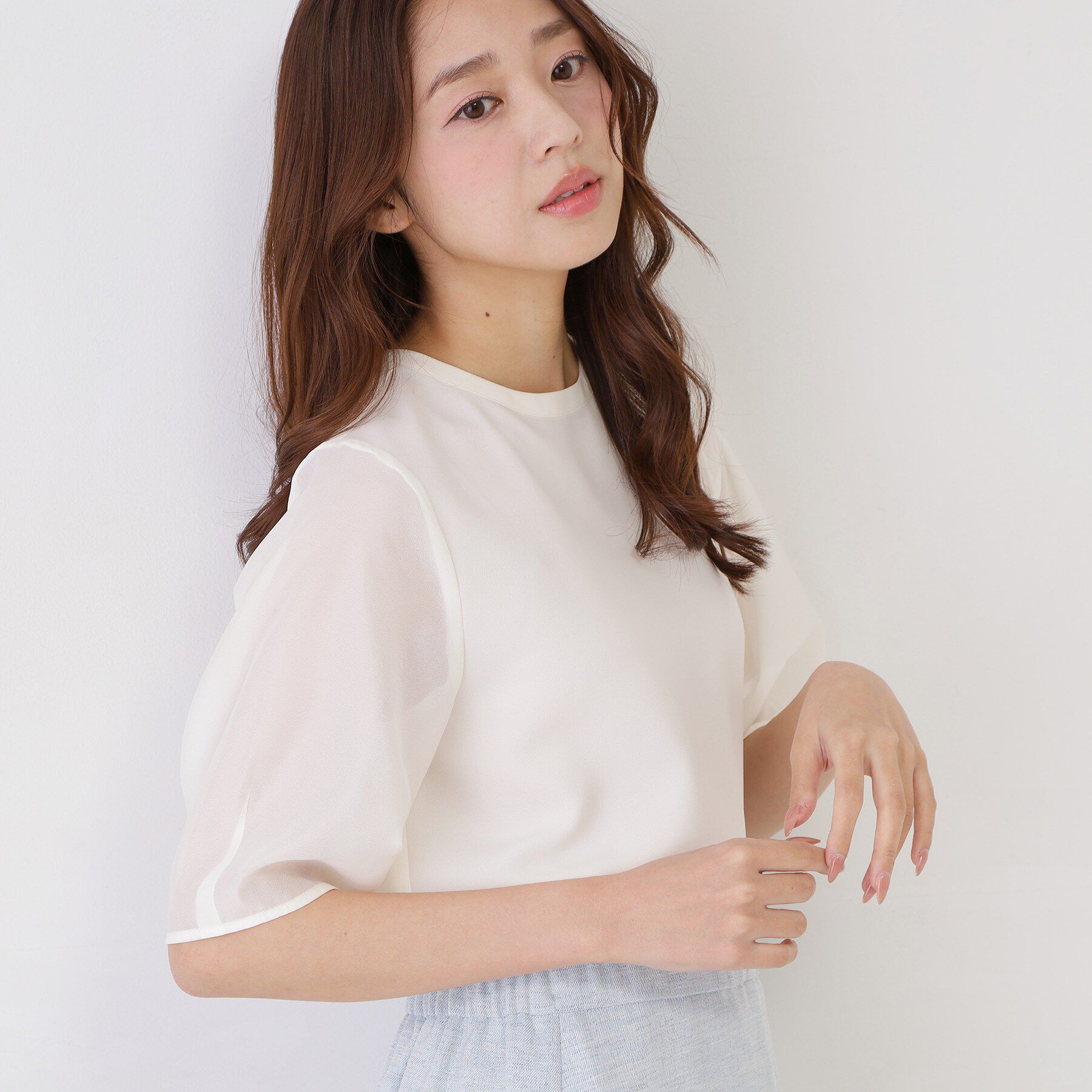 COUP DE CHANCE「【手洗い可／日本製】袖シアーパフスリーブ ブラウス」|シャツ・ブラウス|