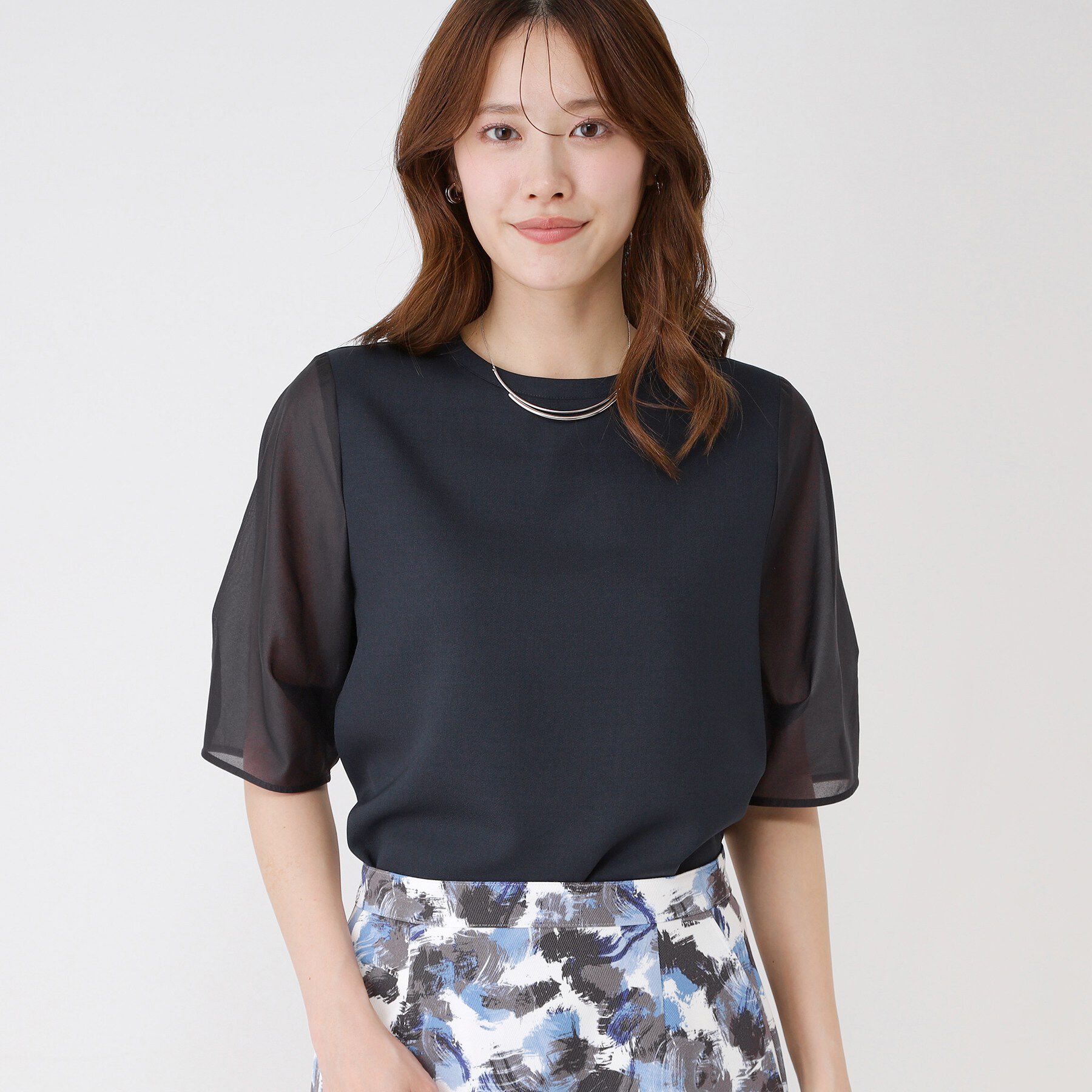 COUP DE CHANCE「【手洗い可／日本製】袖シアーパフスリーブ ブラウス」|シャツ・ブラウス|