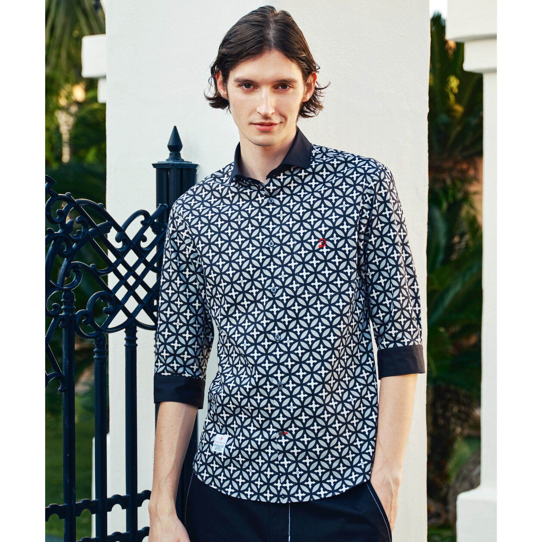 DRESSTERIOR「オーバーラップサークル スリークオーターシャツ」|シャツ・ブラウス|グレー(112)