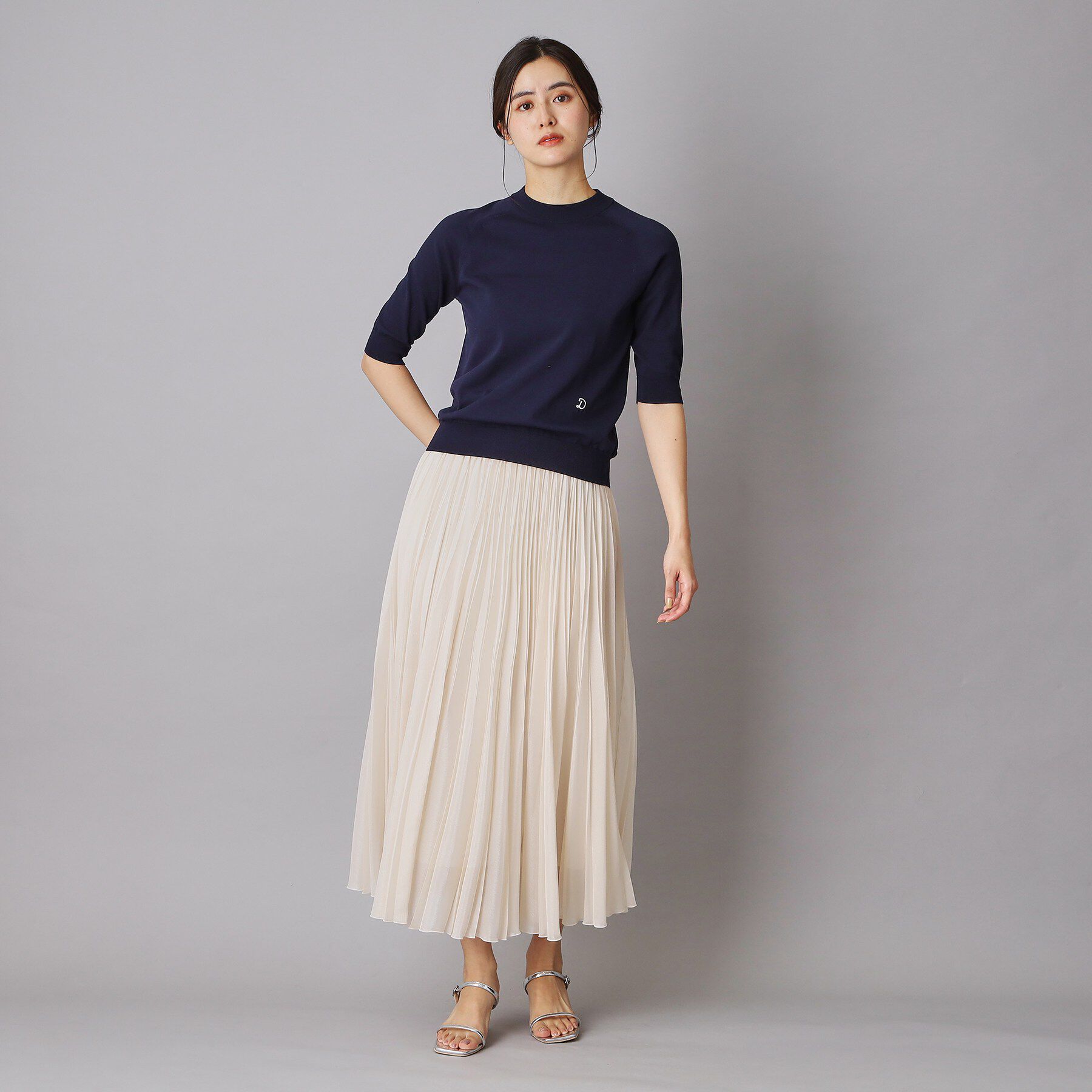 DRESSTERIOR「【ウォッシャブル】コットンシルクハーフスリーブニット」|ニット・セーター|