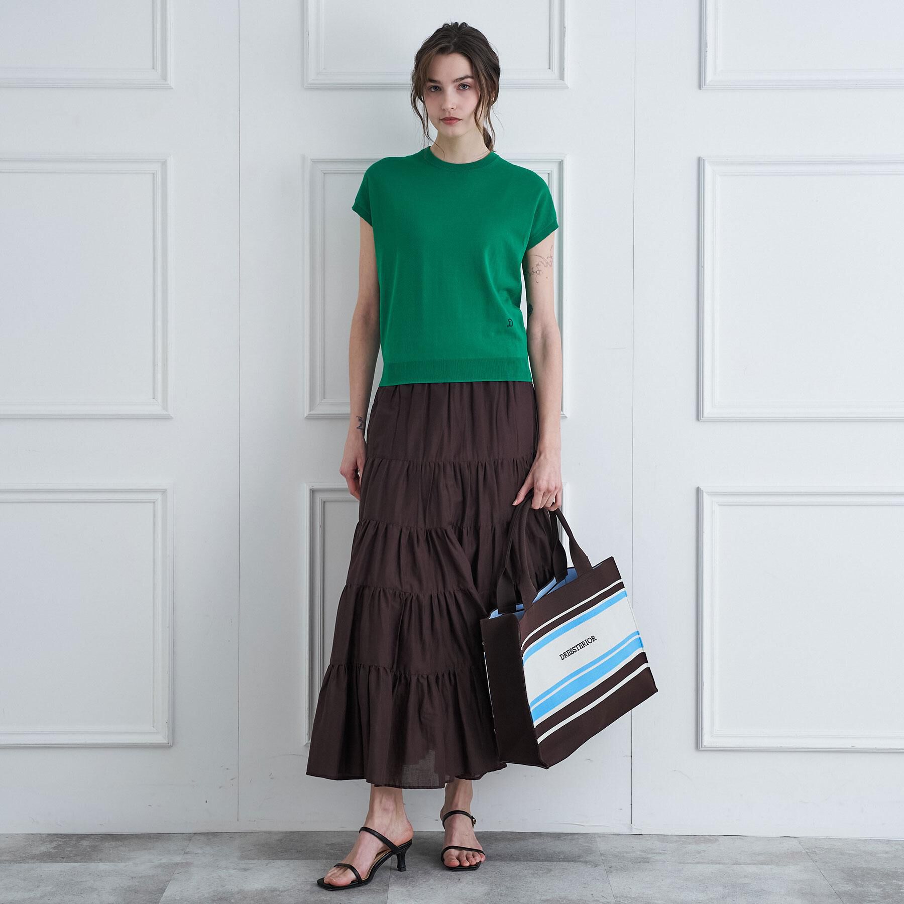 DRESSTERIOR「【ウォッシャブル】コットンシルクフレンチスリーブニット」|ニット・セーター|