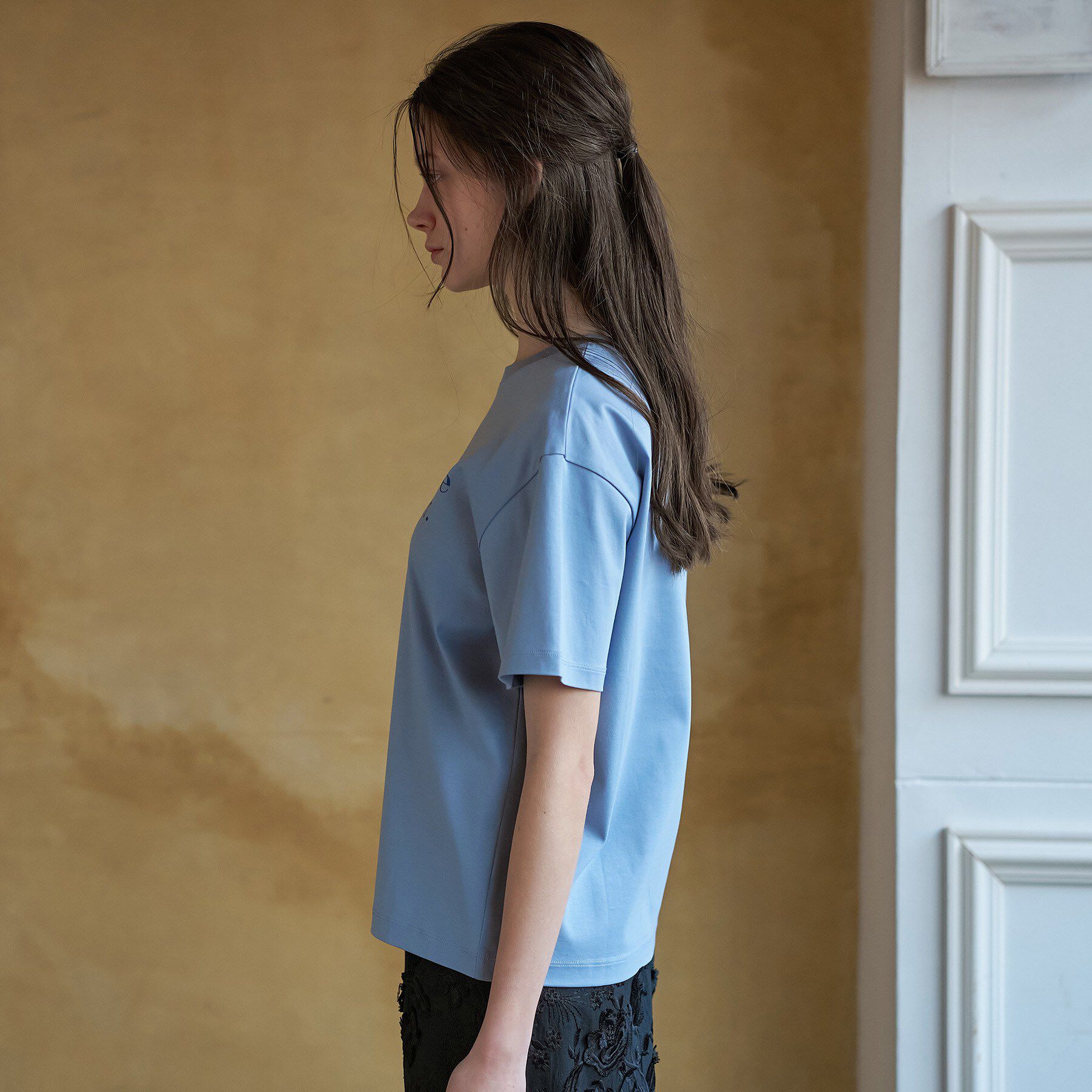 DRESSTERIOR「【接触冷感／抗菌防臭／消臭】アイスクリアコットンフレンチロゴT」|Tシャツ・カットソー|