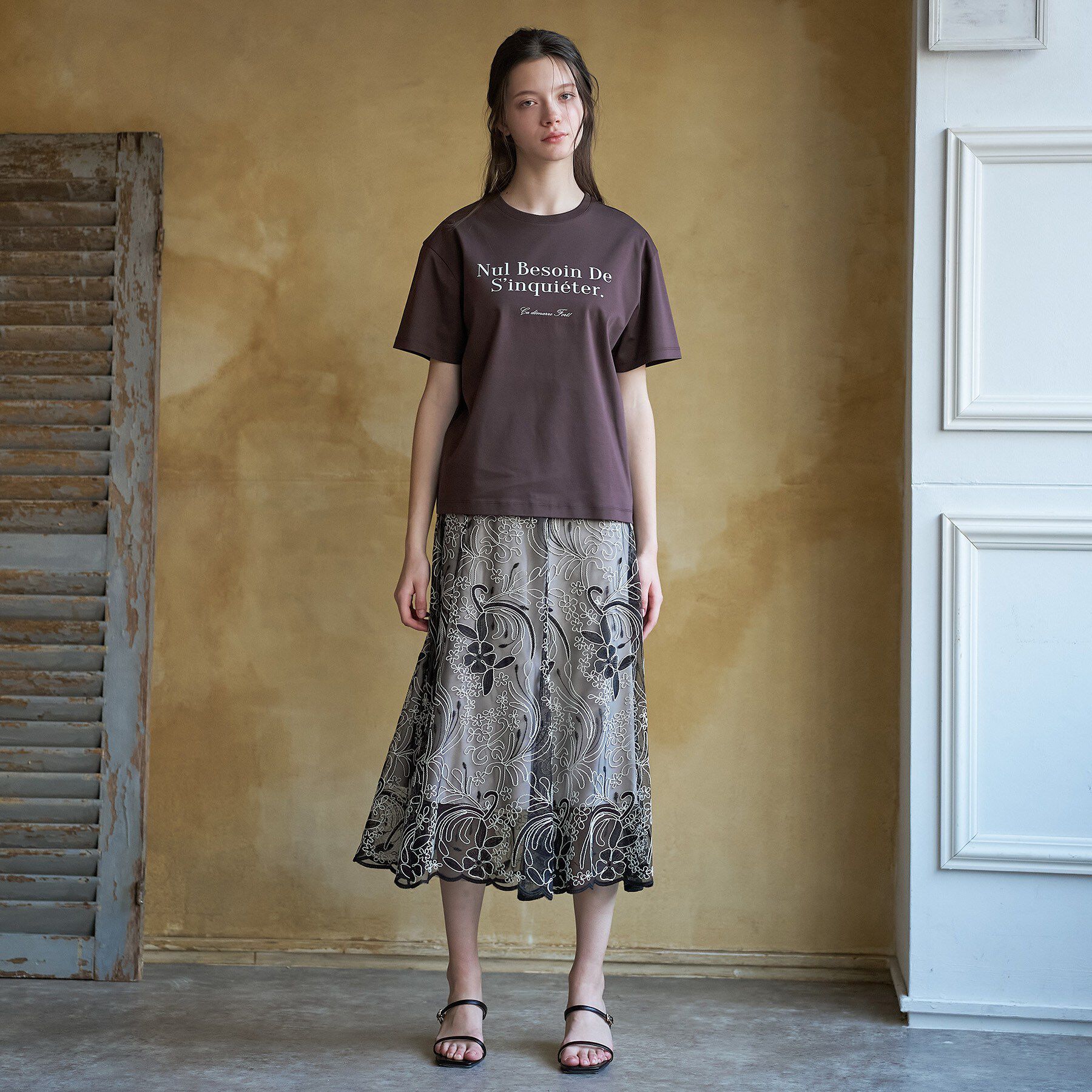 DRESSTERIOR「【接触冷感／抗菌防臭／消臭】アイスクリアコットンフレンチロゴT」|Tシャツ・カットソー|