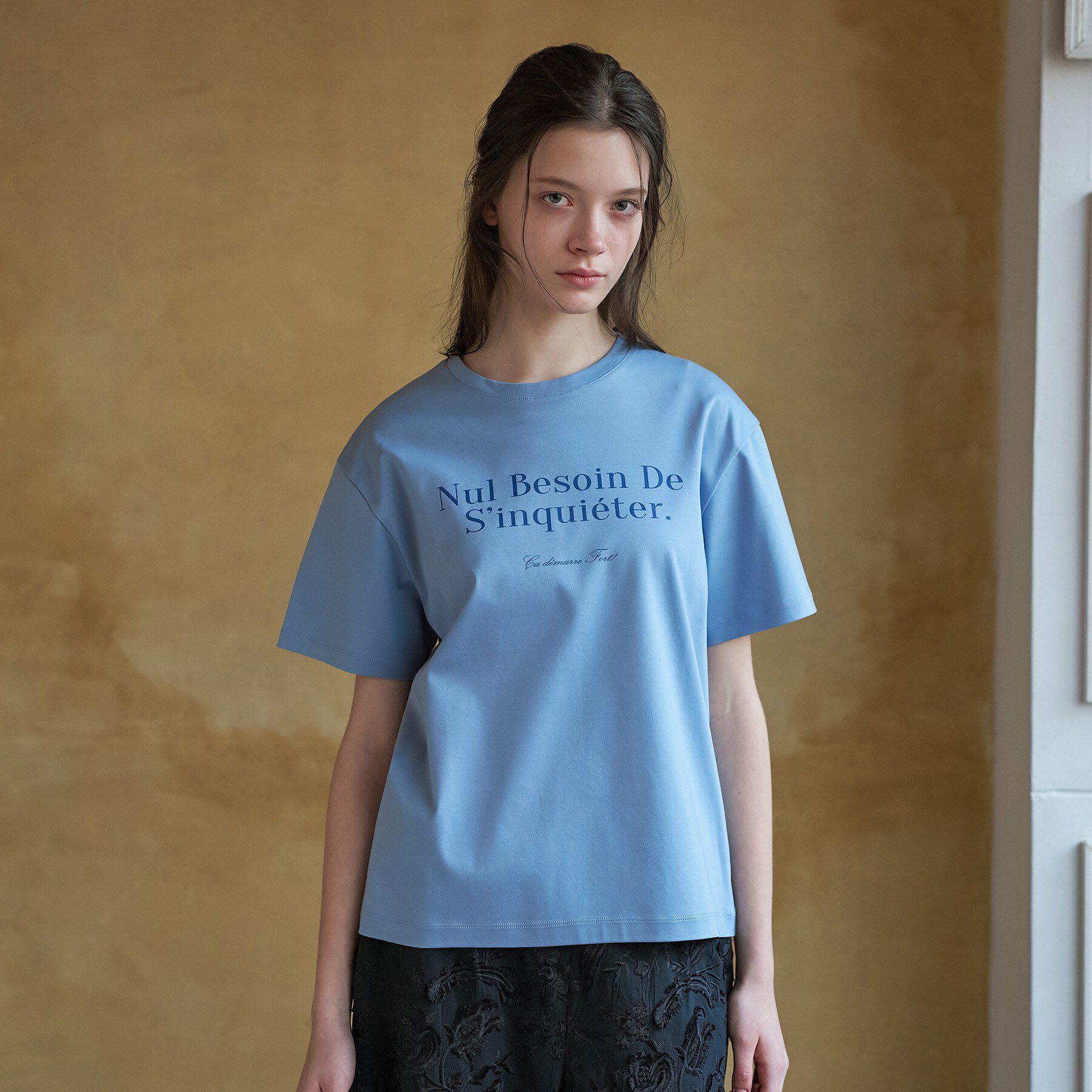 DRESSTERIOR「【接触冷感／抗菌防臭／消臭】アイスクリアコットンフレンチロゴT」|Tシャツ・カットソー|