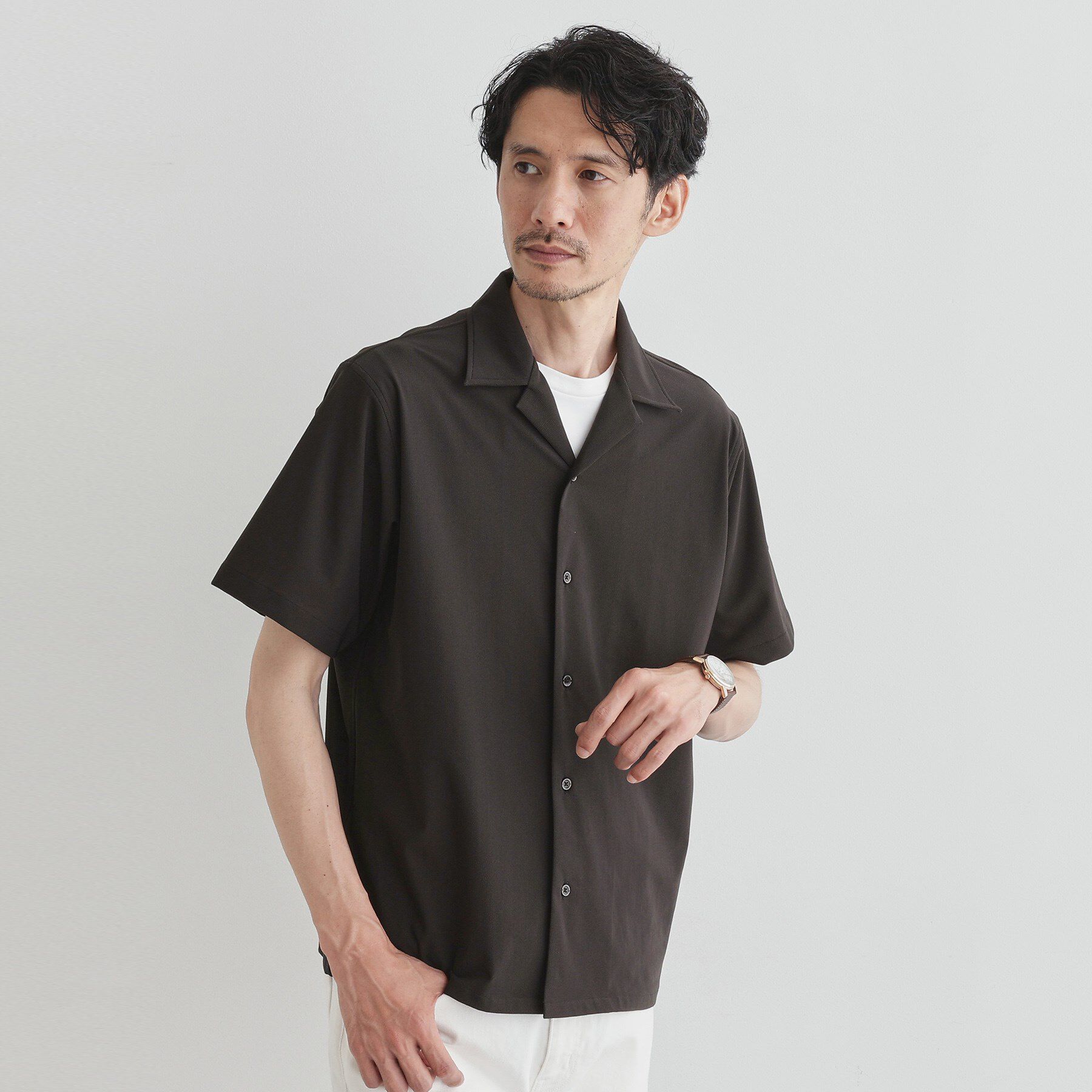 TAKEO KIKUCHI「【COOL CITY WEAR】エアートール オープンカラーシャツ /接触冷感・通気性」|シャツ・ブラウス|