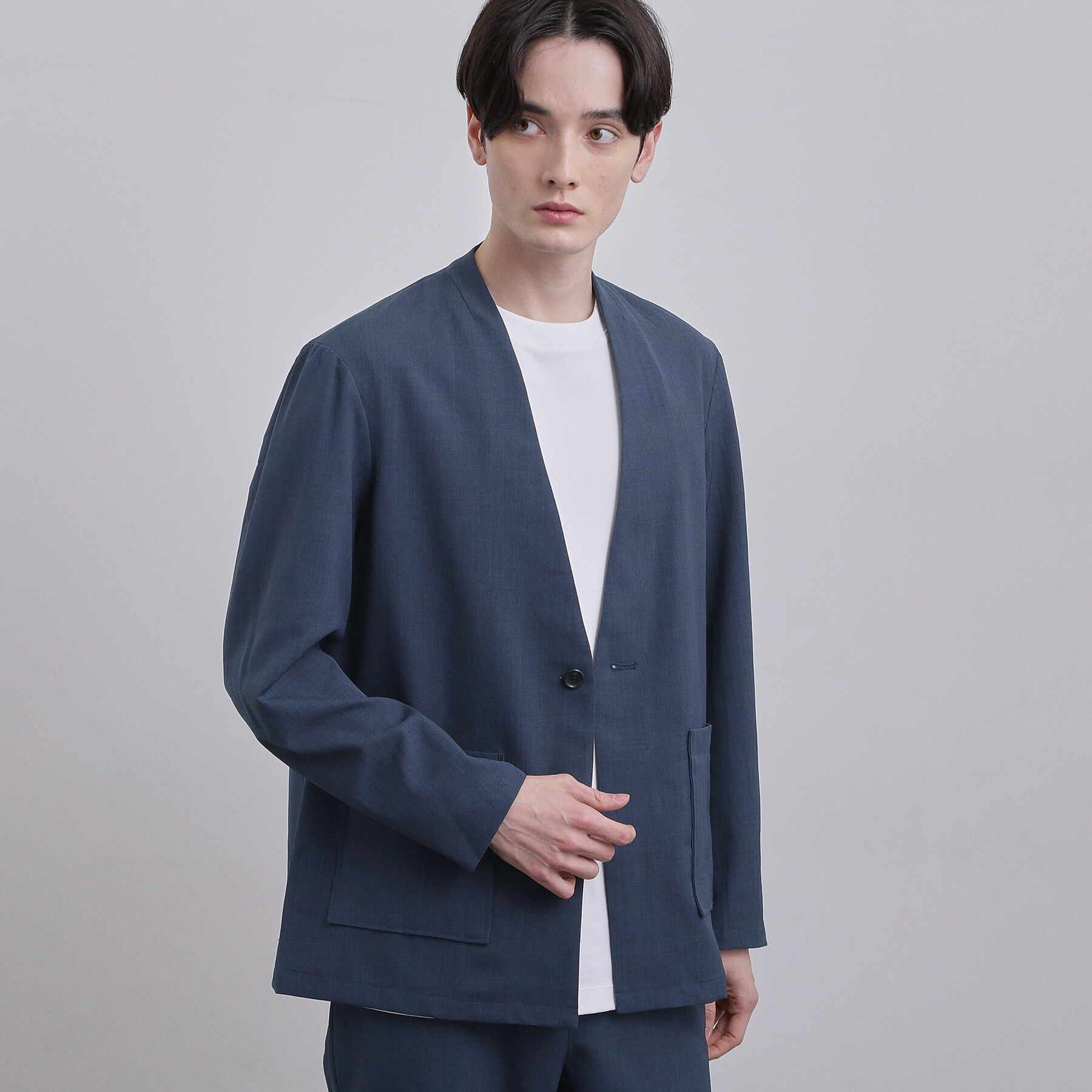 tk.TAKEO KIKUCHI「【セットアップ対応可】カルゼノーカラージャケット」|ノーカラージャケット|