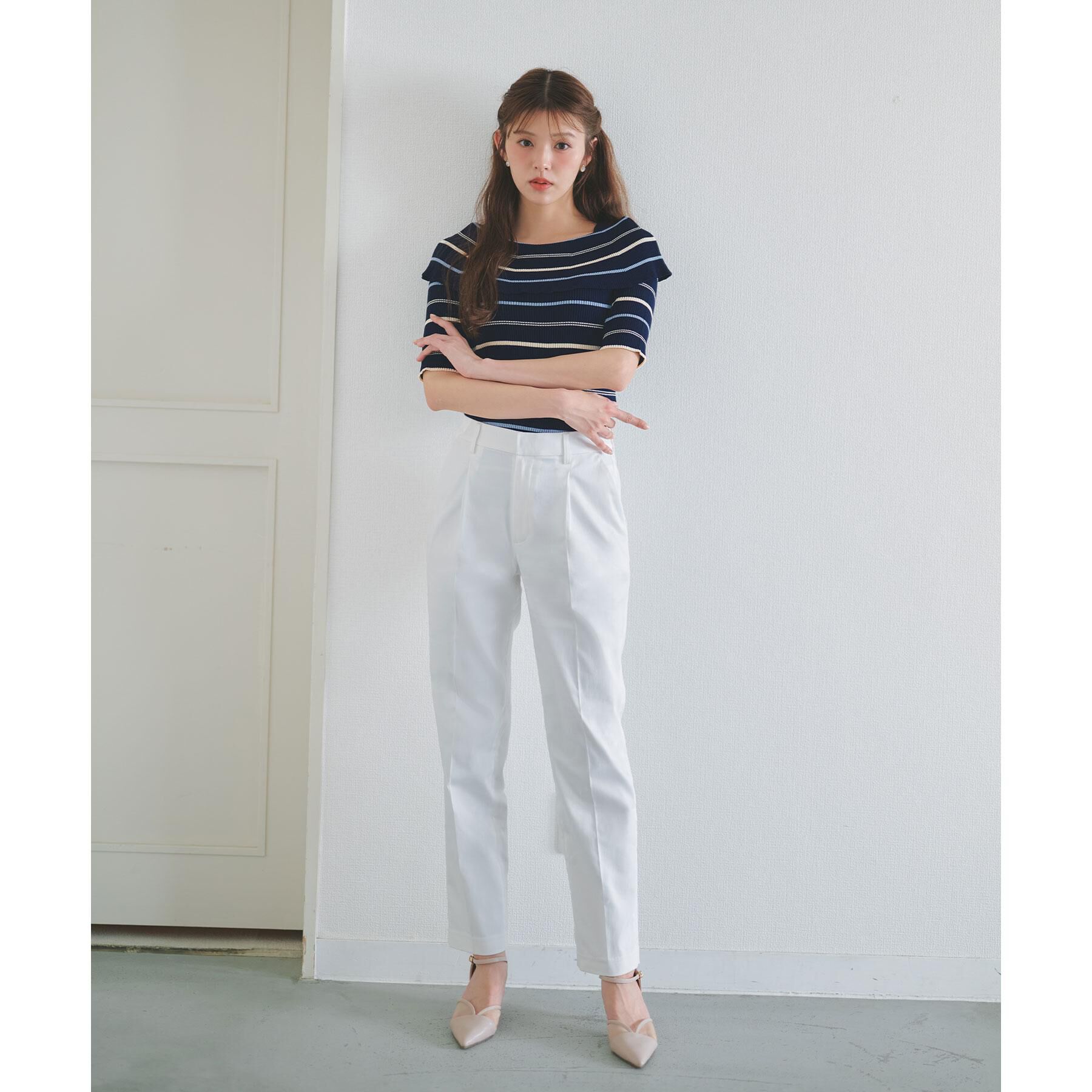 index「マルチボーダーオフショルニット【洗濯機OK】」|ニット・セーター|