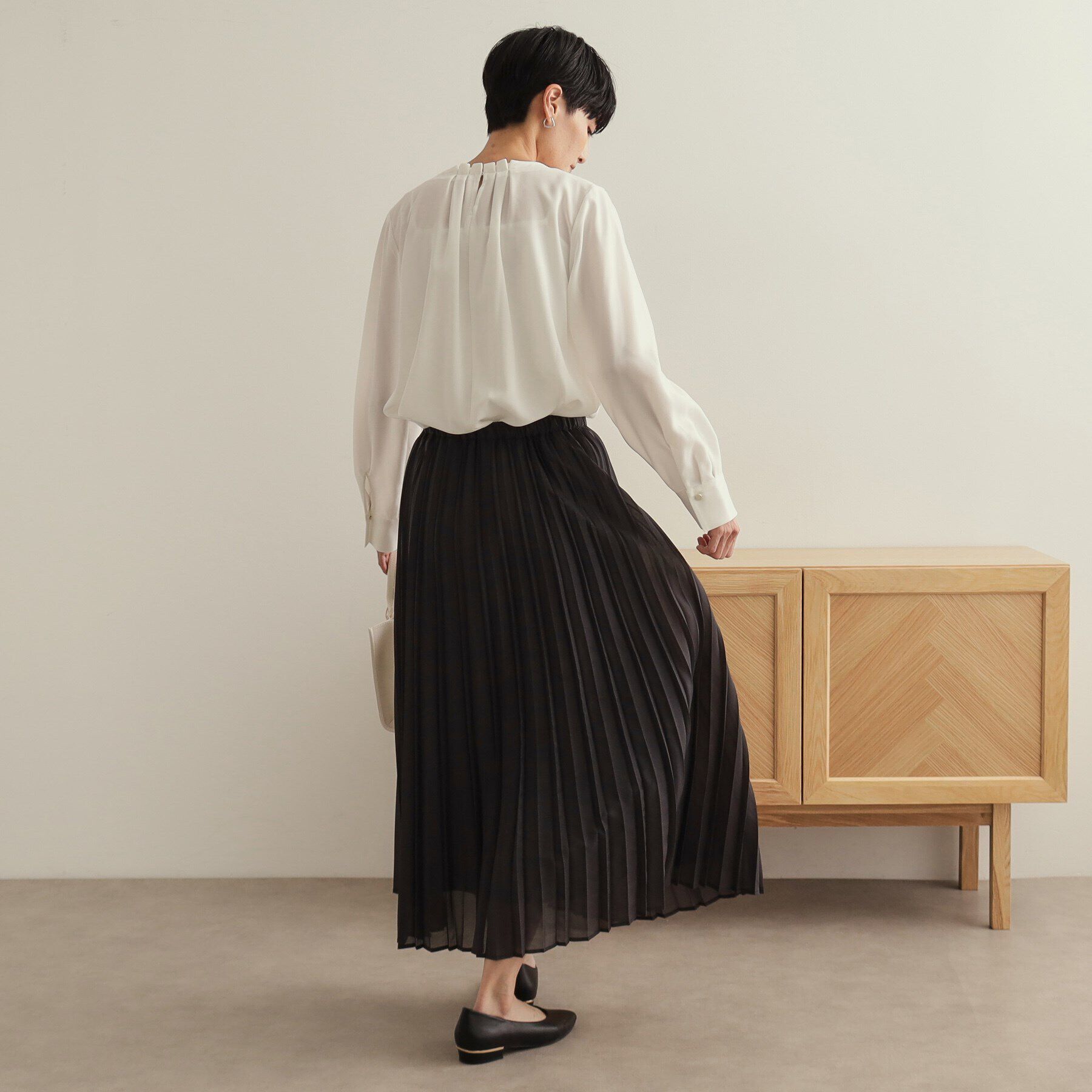 OPAQUE.CLIP「タックジョーゼットブラウス【洗濯機洗い可】」|シャツ・ブラウス|