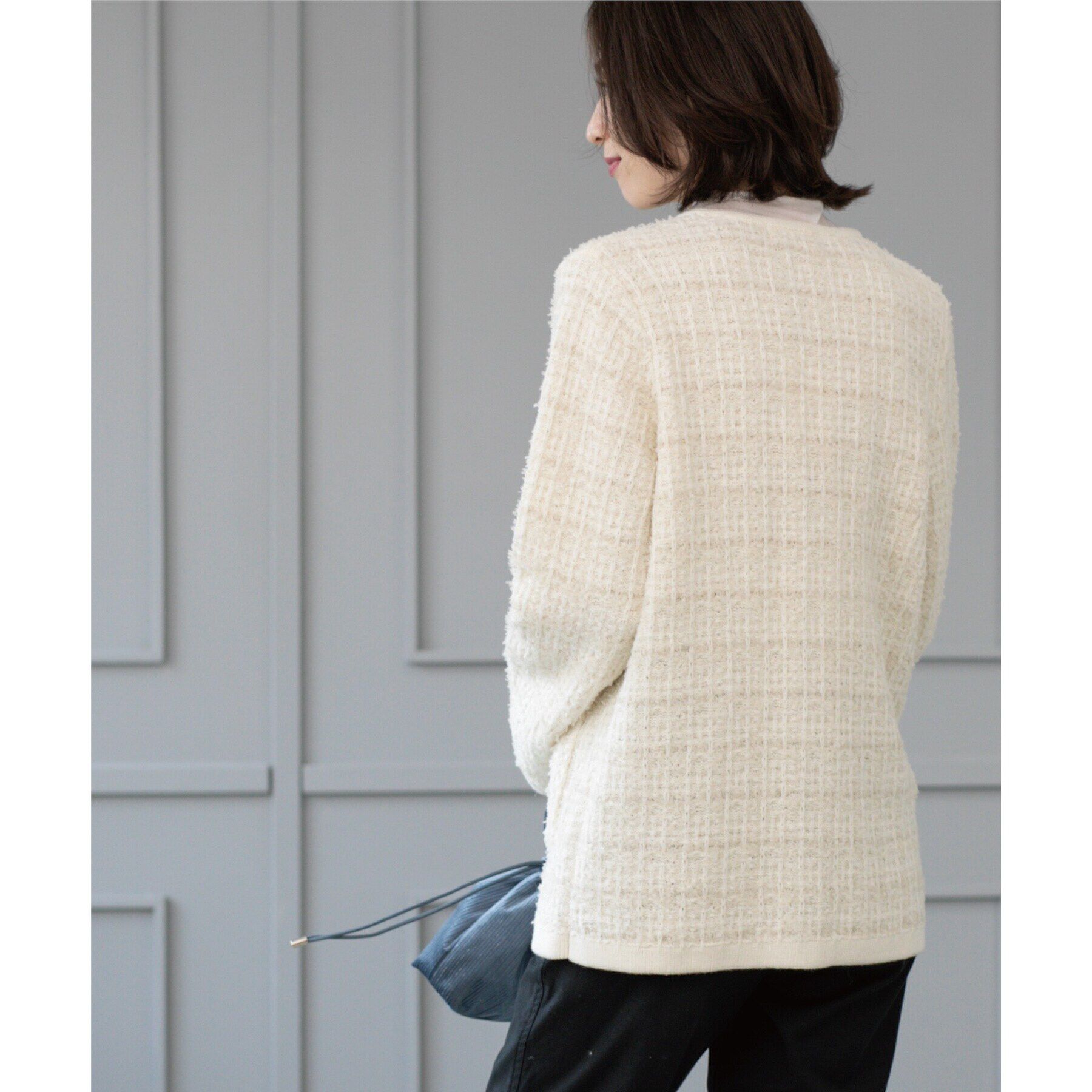 OPAQUE.CLIP「ツイードライクVニットカーディガン【洗濯機洗い可】」|カーディガン|
