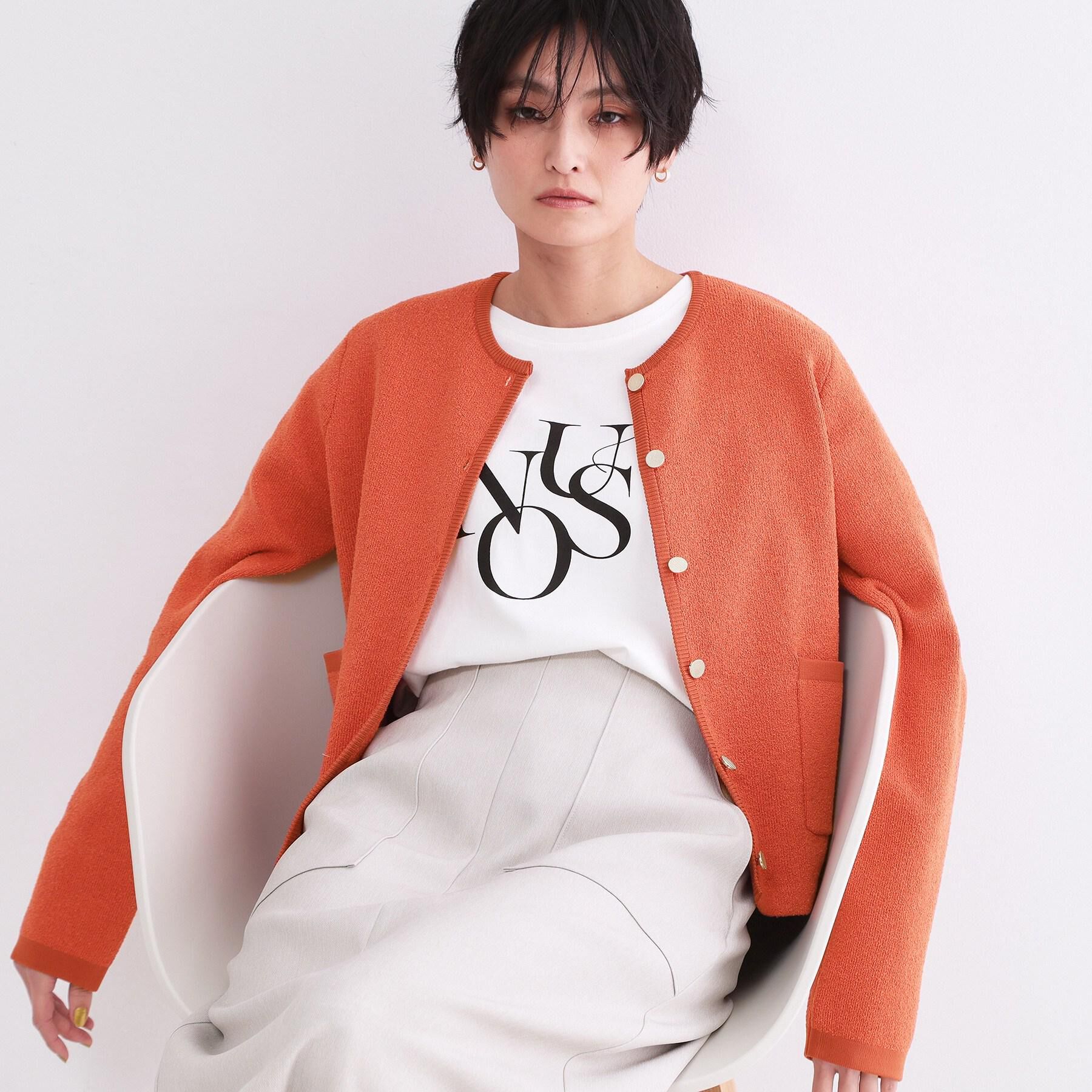 OPAQUE.CLIP「ブークレ金ボタンニットカーディガン【洗濯機OK】」|カーディガン|