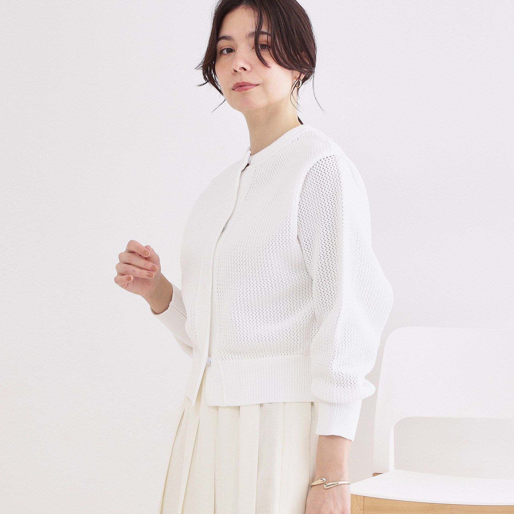 OPAQUE.CLIP「メッシュニットカーディガン【洗濯機OK】」|カーディガン|