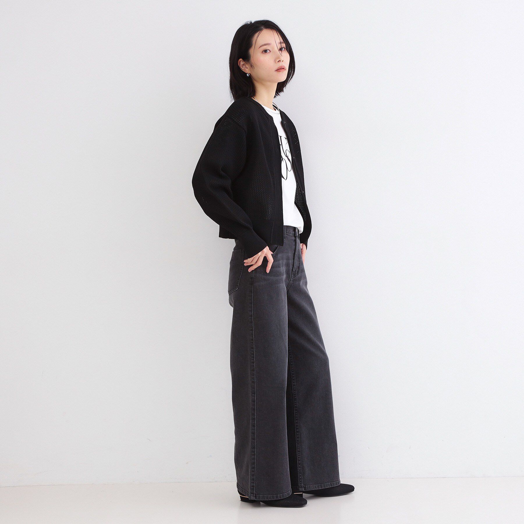 OPAQUE.CLIP「メッシュニットカーディガン【洗濯機OK】」|カーディガン|