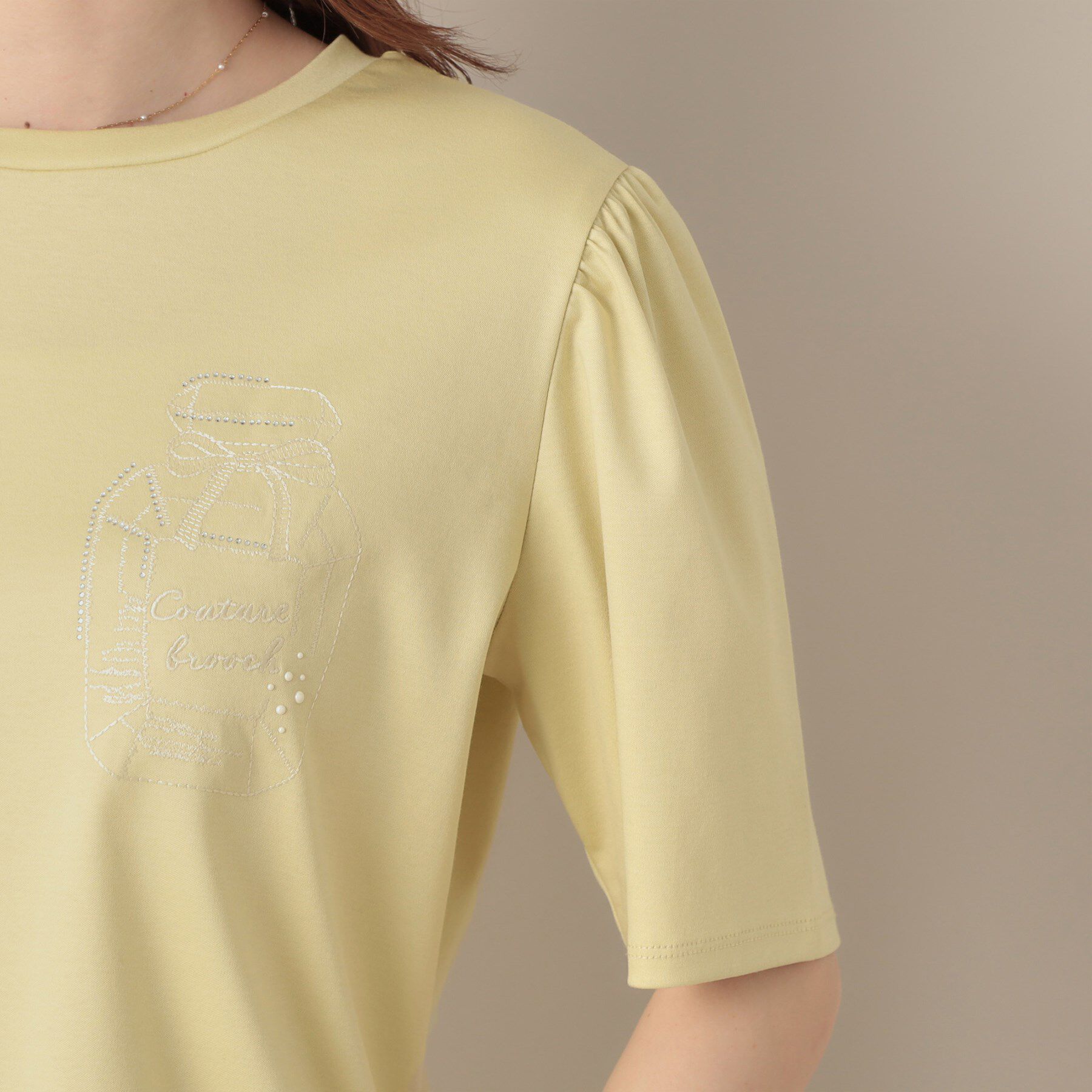 Couture broach「【接触冷感・UV機能あり・マシンウォッシャブル】60シルケット パフュームエンブロTシャツ」|Tシャツ・カットソー|