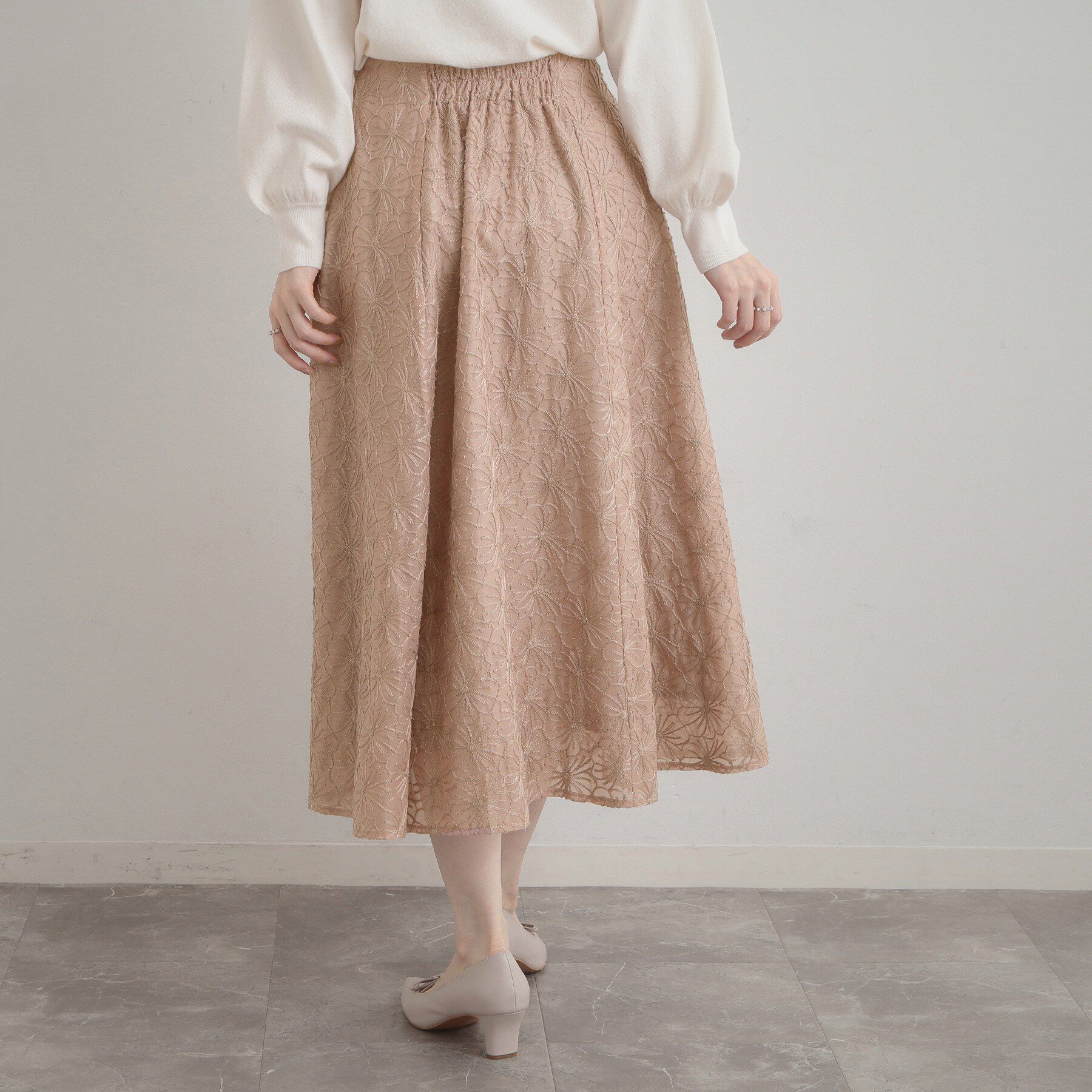Couture broach「【洗える・着映え・通勤】フラワーエンブロスカート」|スカート|